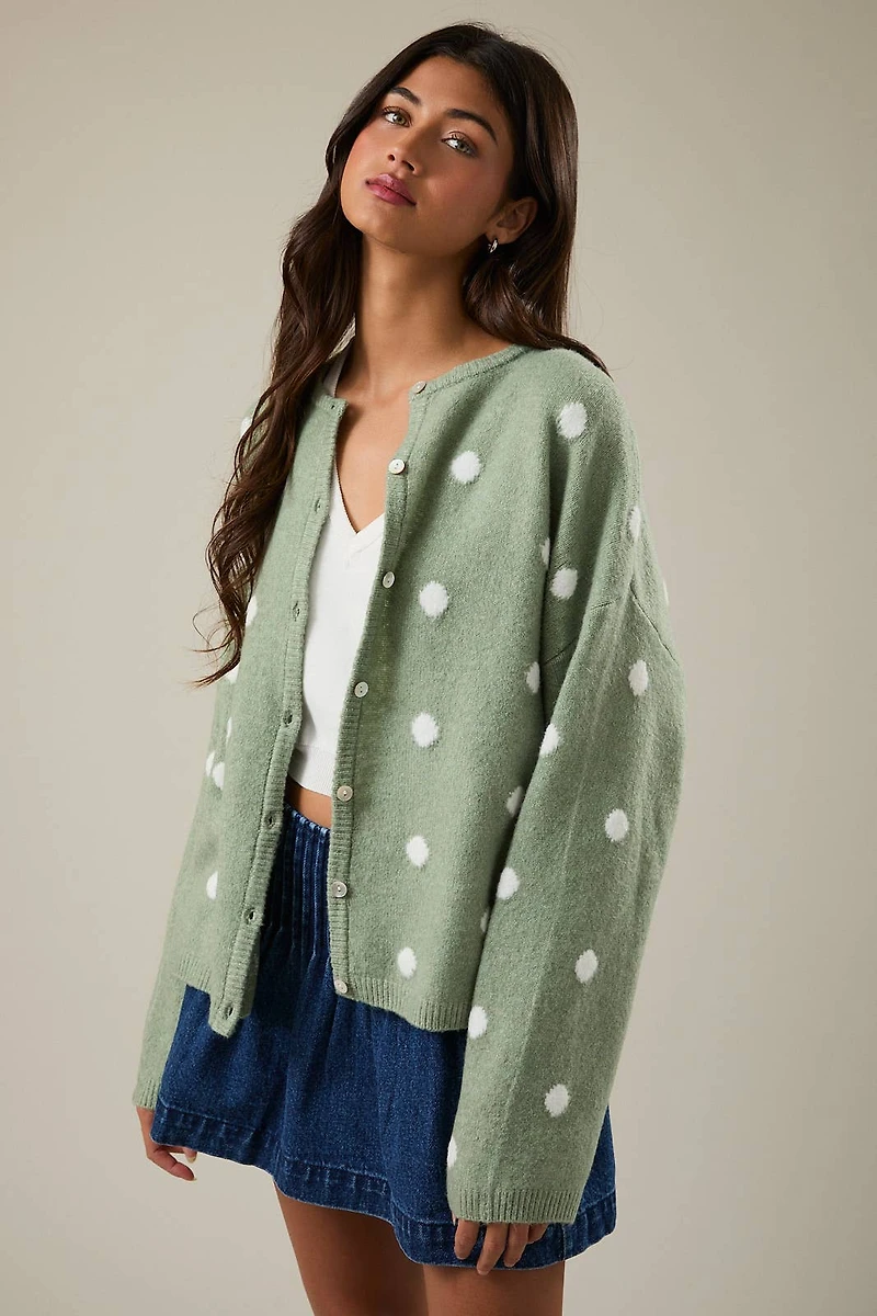 Green Polka Dot Cardigan