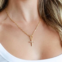 Sparkle Cross Toggle Necklace