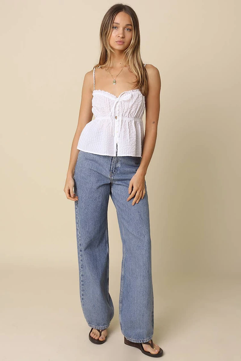 Button-Front Peplum Cami Top