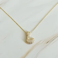Crystal Bubble Initial Necklace: E
