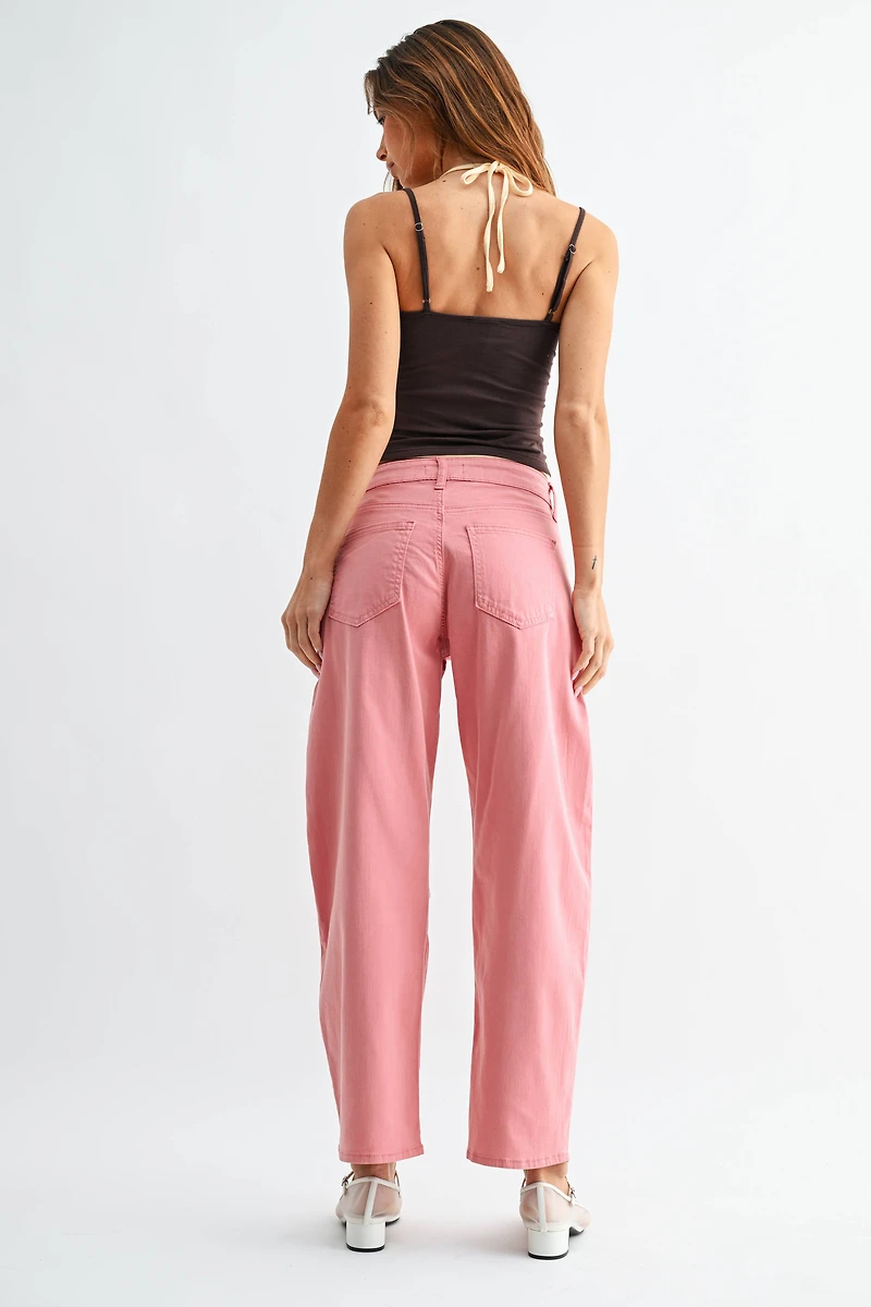 Pink Stretch Twill Comfort Barrel