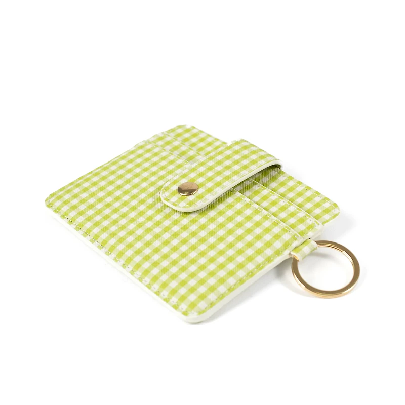 Green Gingham Card Wallet