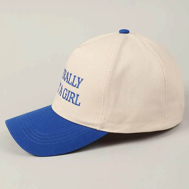 Literally Just A Girl Embroidery Two Tone Trucker Hat: FUCHSIA / ONE SIZE