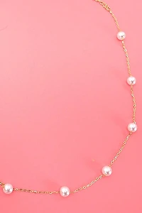 TITANIUM STEEL PEARL STATION NECKLACE