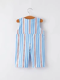 4th of july Toddler Boys Ice Cream Striped Smocking Embroidered Romper