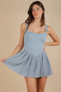 Pleated Skirt Activewear Dress W/ Under Shorts