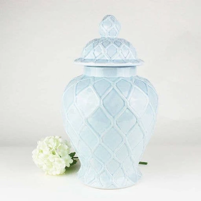 Light Blue Textured Ginger Jar - Extra Large