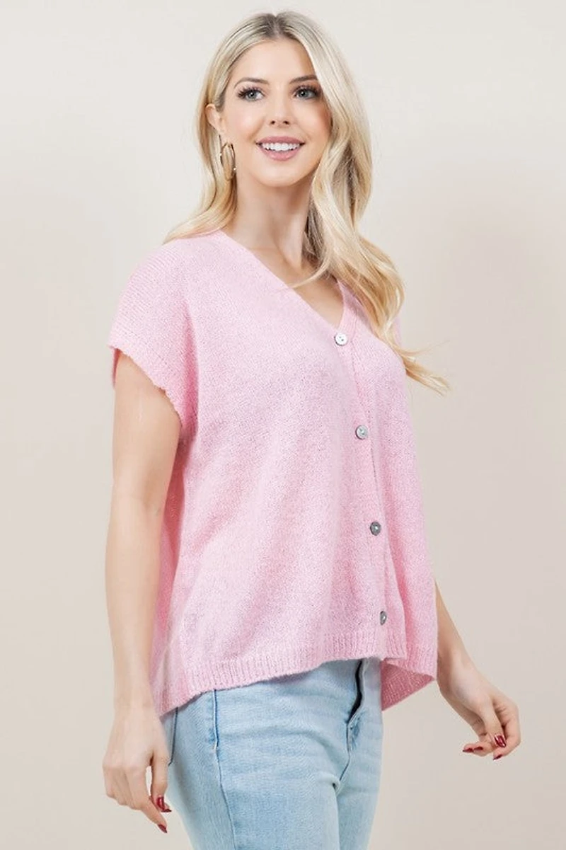 Short Sleeve Button Down Cardigan