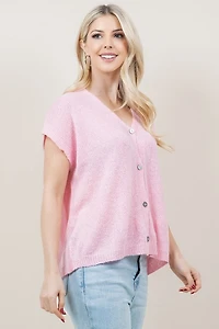 Short Sleeve Button Down Cardigan
