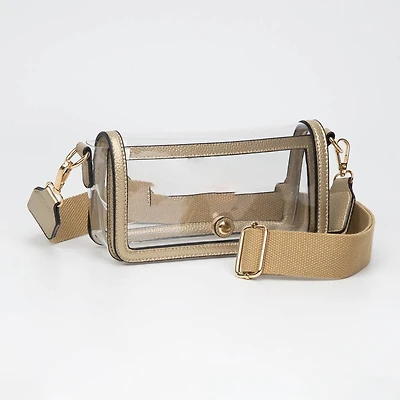 Gold Clear Rectangle Crossbody Bag