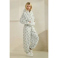 Printed Bubble Hem Knit Hoodie