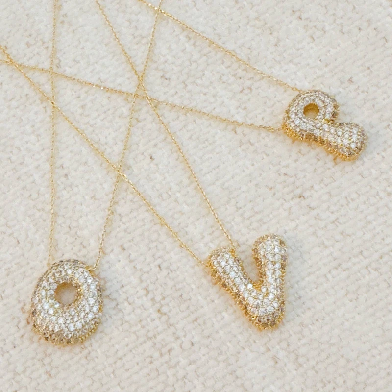 Crystal Bubble Initial Necklace