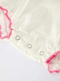 Fall Baby Girl Romper with Pink Bow