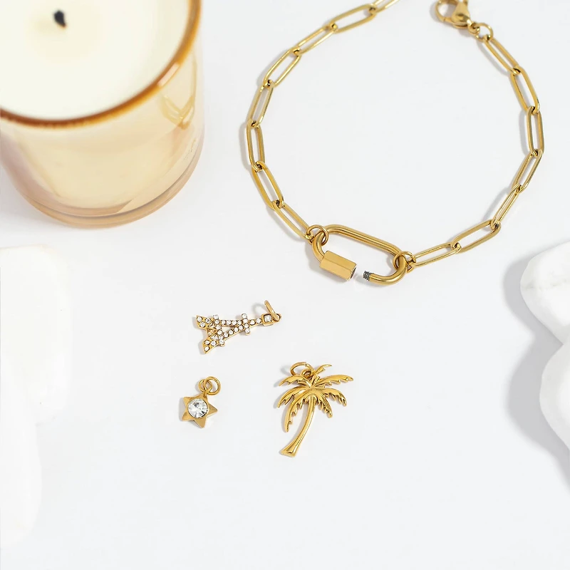 18K Gold Stainless Steel Paperclip Bracelet