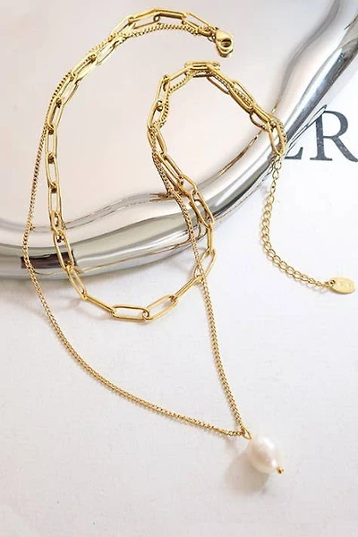 18K STAINLESS STEEL TARNISH FREE PEARL NECKLACE | 40NK379