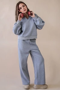 Gray Textured Casual Comfy Set