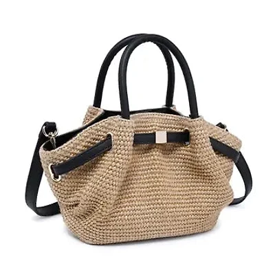 Black Selena Straw Crossbody