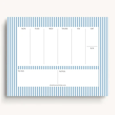 Blue Stripes Weekly Planner Notepad