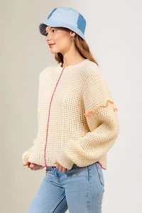 Cream Stitch Detail Sweater