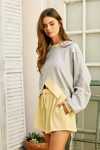 Yellow Drawstring Knit Shorts