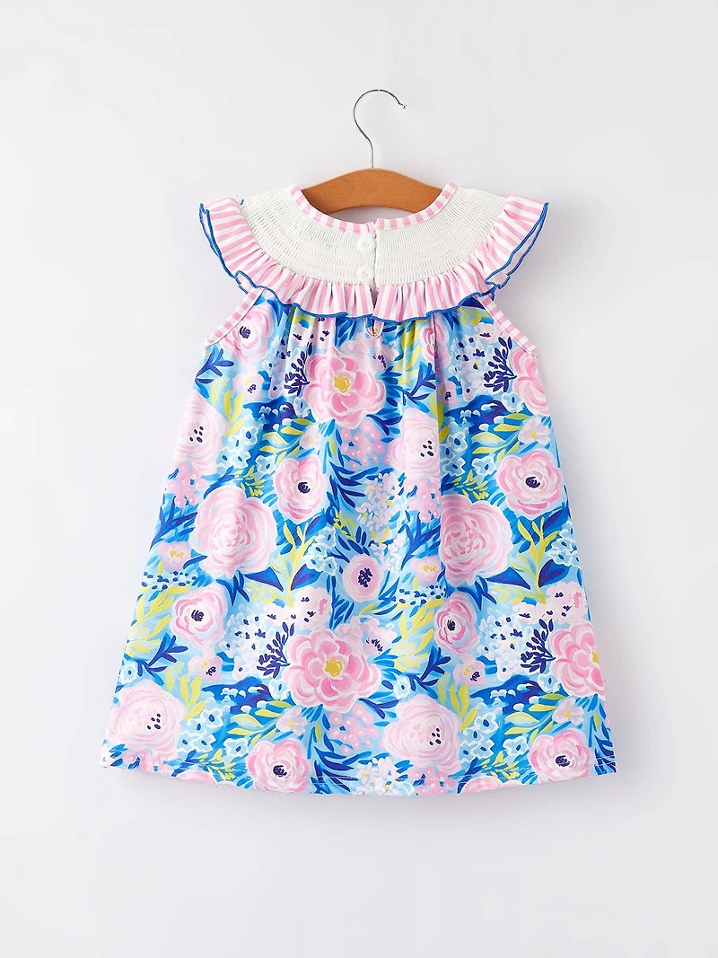 “I Love MAMA”Embroidery Smocking Baby Girls Dress