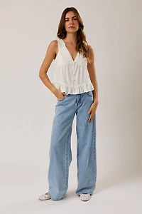 White Lace Trim Top