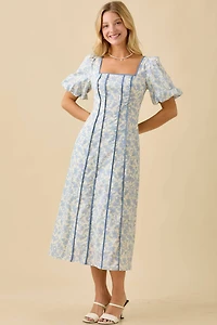 Square Neck Bubble Sleeve Dress