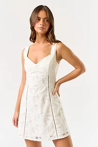 White Floral Embroidered Mini Dress