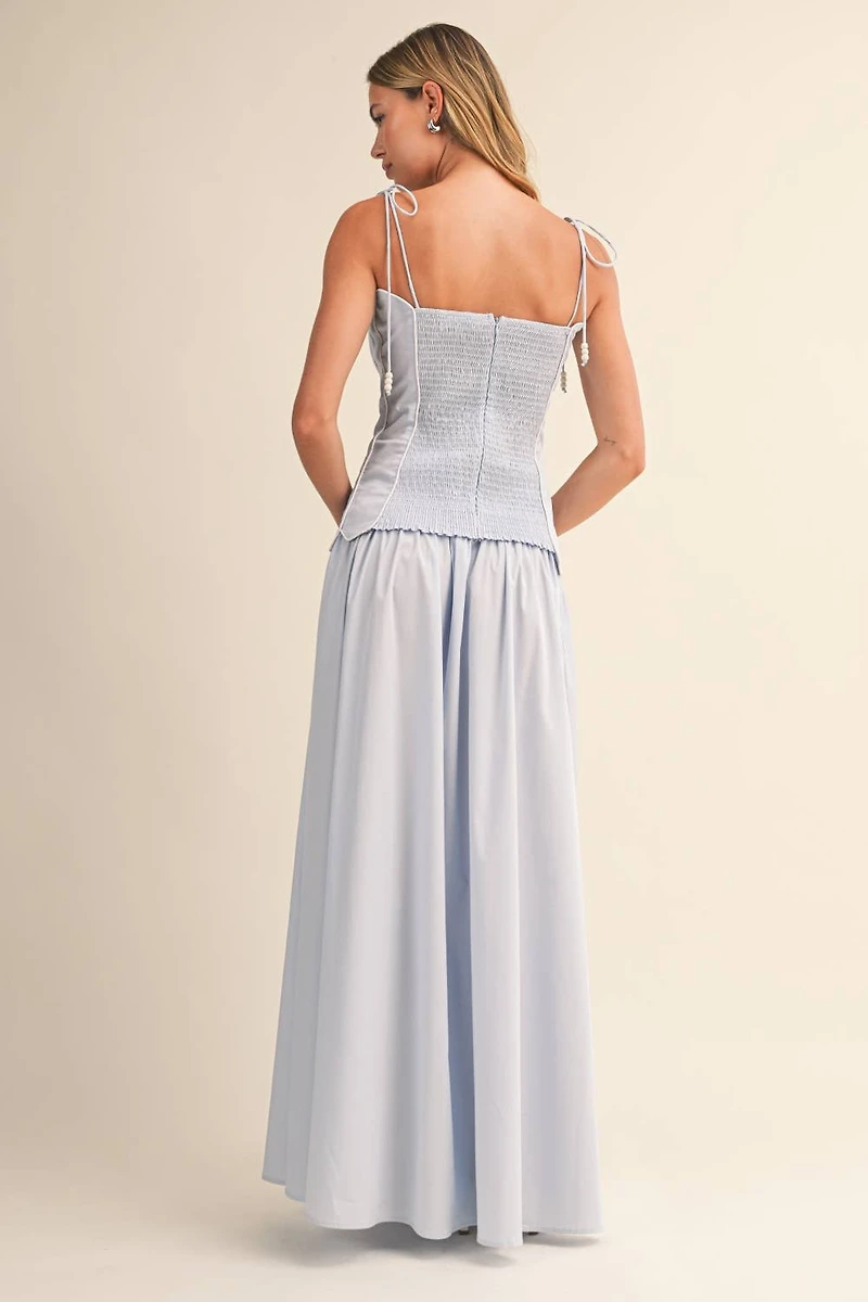 Blue Scalloped Top & Maxi Skirt Set