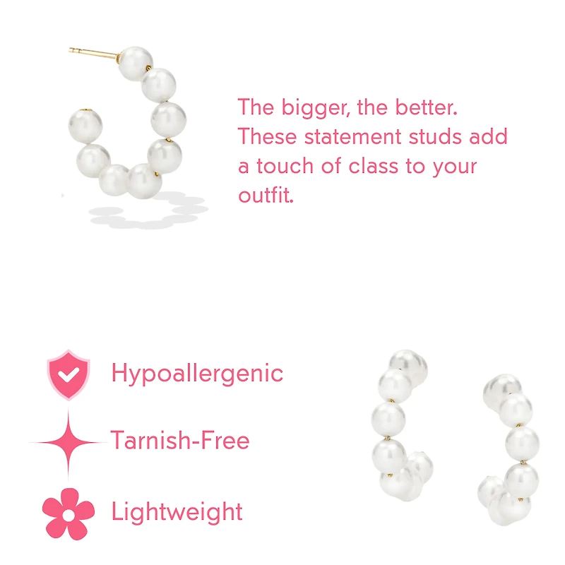 Chunky Modern Pearl Hoops