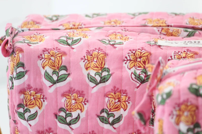 Bubblegum Floral Makeup Bag - LARGE only