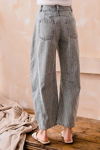 Stripe Denim Barrel Pants