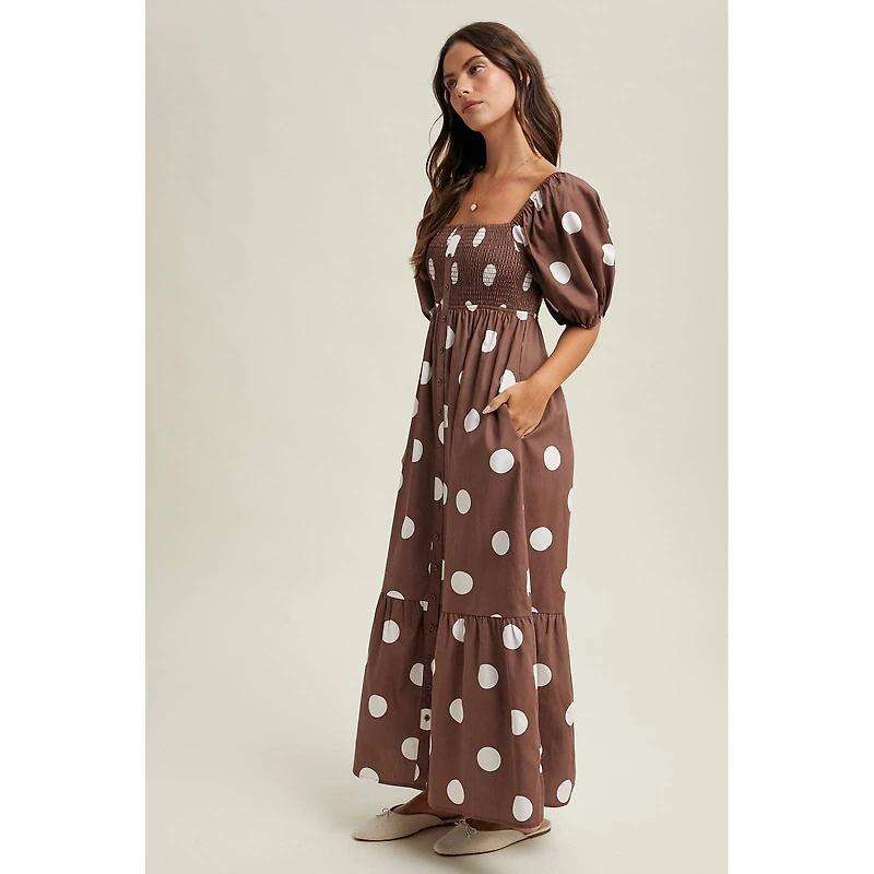 Polka Dot Puff Sleeve Dress