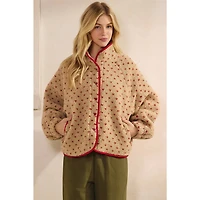 Printed Sherpa Button Up Jacket