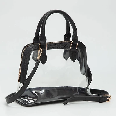 Black Trim Clear Structured Handbag