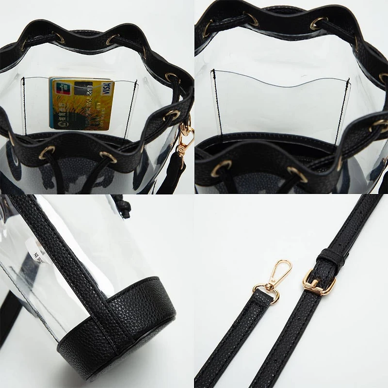 Gray Clear Bucket Bag