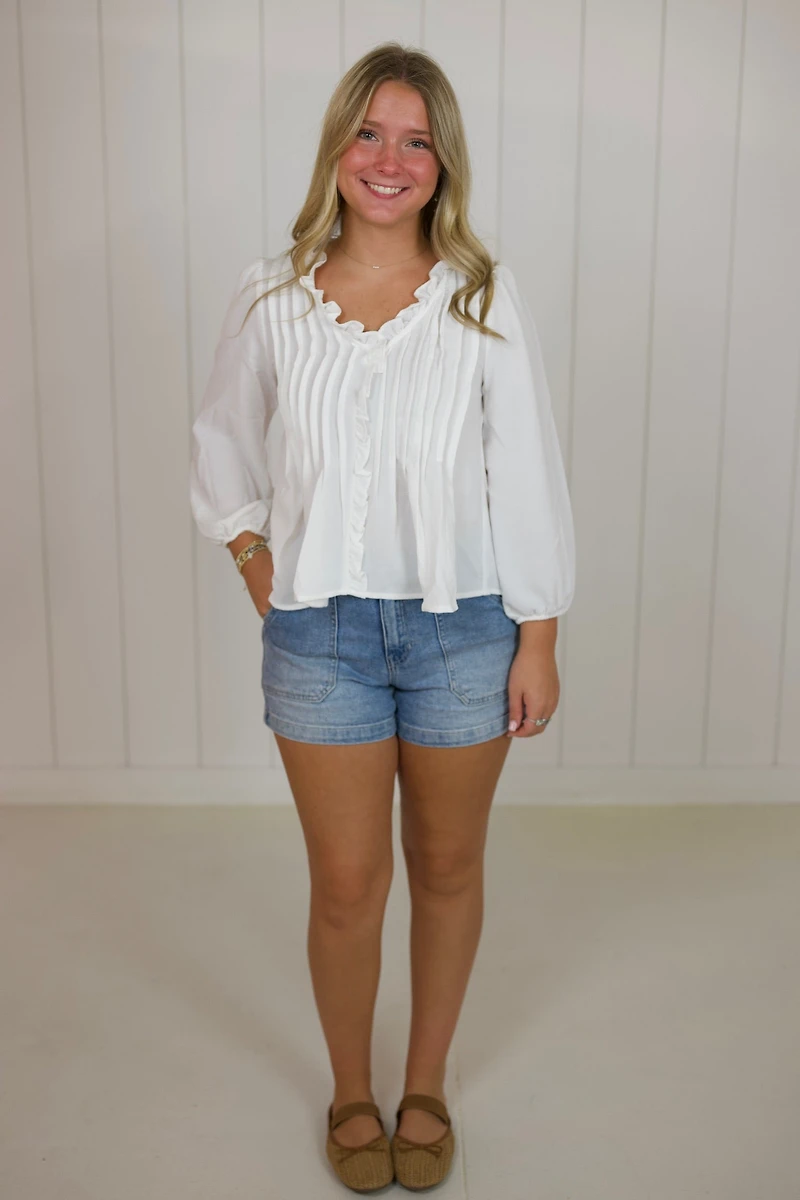 White Ruffle Blouse