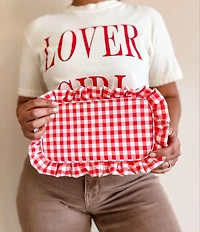 Red Gingham Frilly Makeup Bag