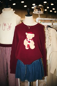 Burgundy Santa Teddy Bear Sweater