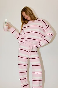 Pink & Cream Stripe Sweater Pants Set