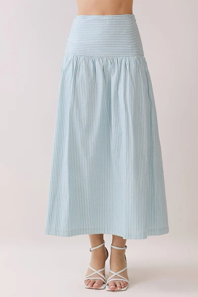 Striped Drop Waist Midi Skirt