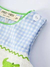 Baby Boy Crocodile Smocked Romper