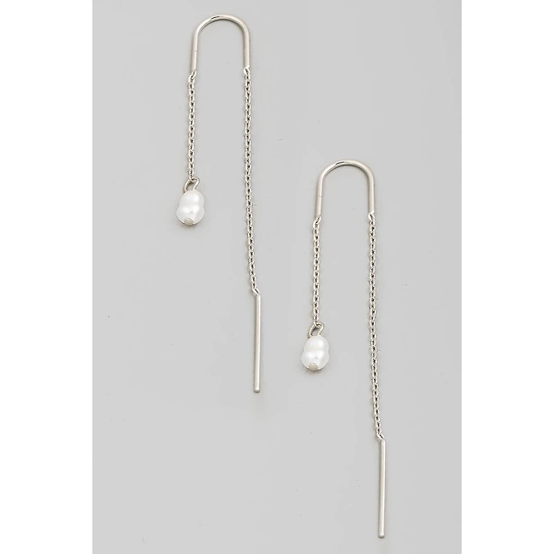 Pearl Bead Chain Threader Earrings