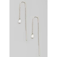 Pearl Bead Chain Threader Earrings