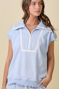 Half Zip w/ Lace Detail