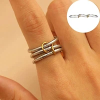 Silver Stainless Steel Stackable Plain Band Rings Linked