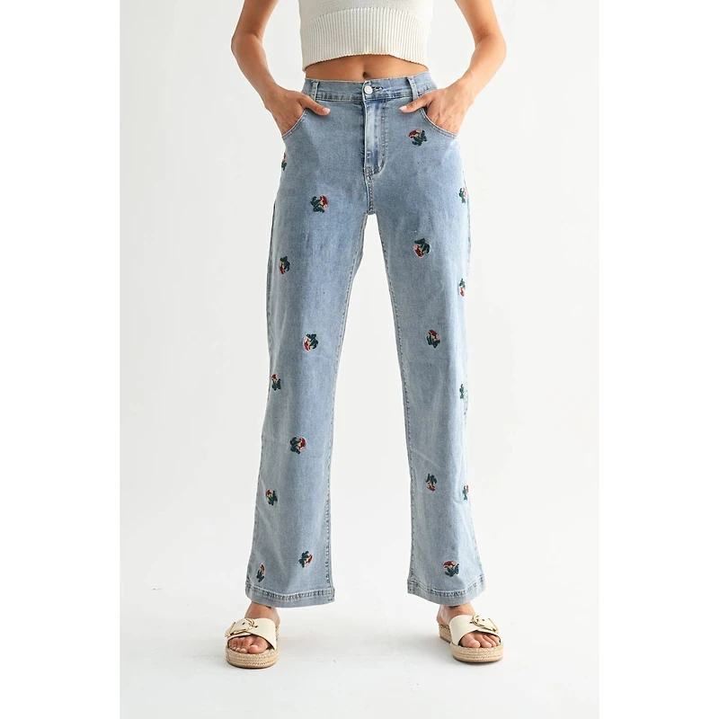 Embroidered Floral Jeans