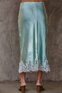 Mint Satin Mid Skirt