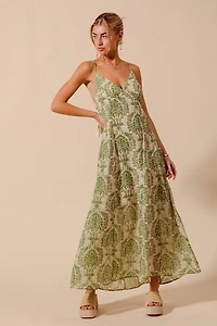 Sage Green Floral Maxi Dress