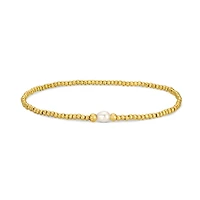 2mm Stretch Bracelet with Delicate Pearl Between 3mm Beads